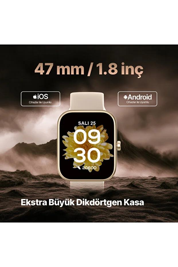 Tempus 47 mm Dikdörtgen Kasa Akıllı Saat Altın